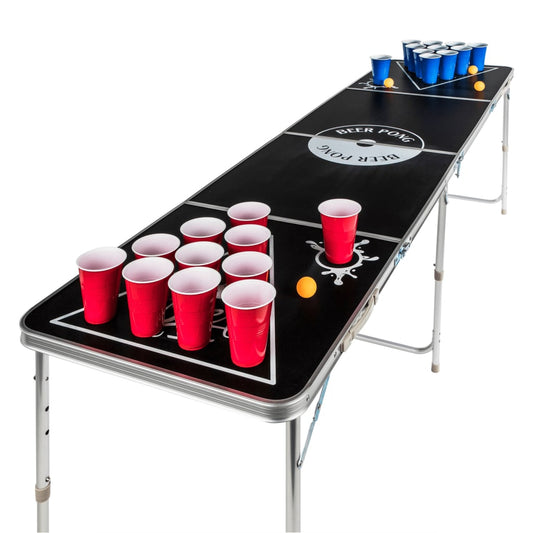 Hi Beer-Pong-Klapptisch Höhenverstellbar Schwarz