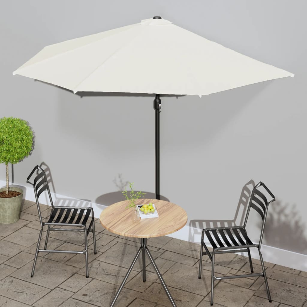 Balkon-Sonnenschirm Mit Alu-Mast 270X144 Cm Halbrund