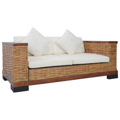 Natur Rattan Sofa mit Auflagen