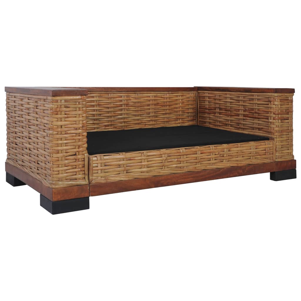 -Sofa Mit Auflagen Braun Natur Rattan