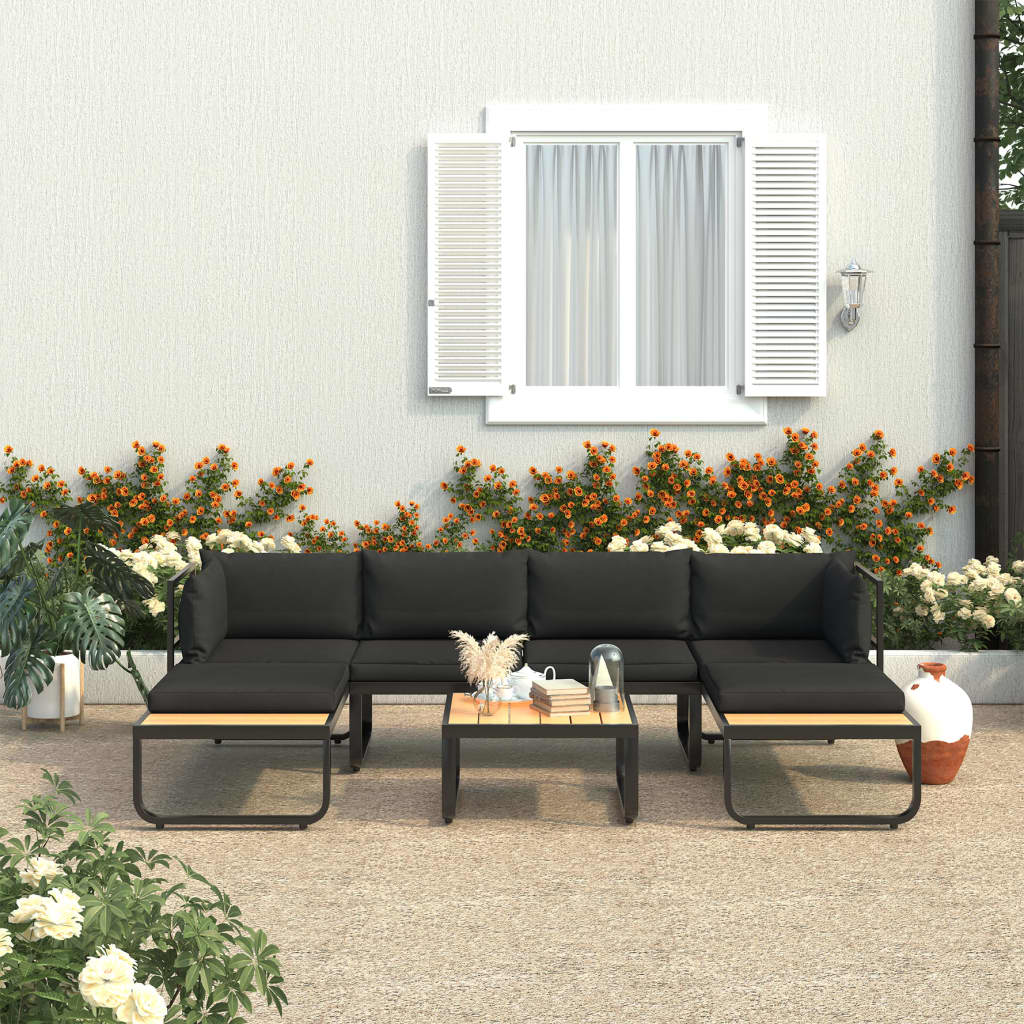 4-Tlg. Garten-Ecksofa-Set Mit Auflagen Aluminium Und Wpc