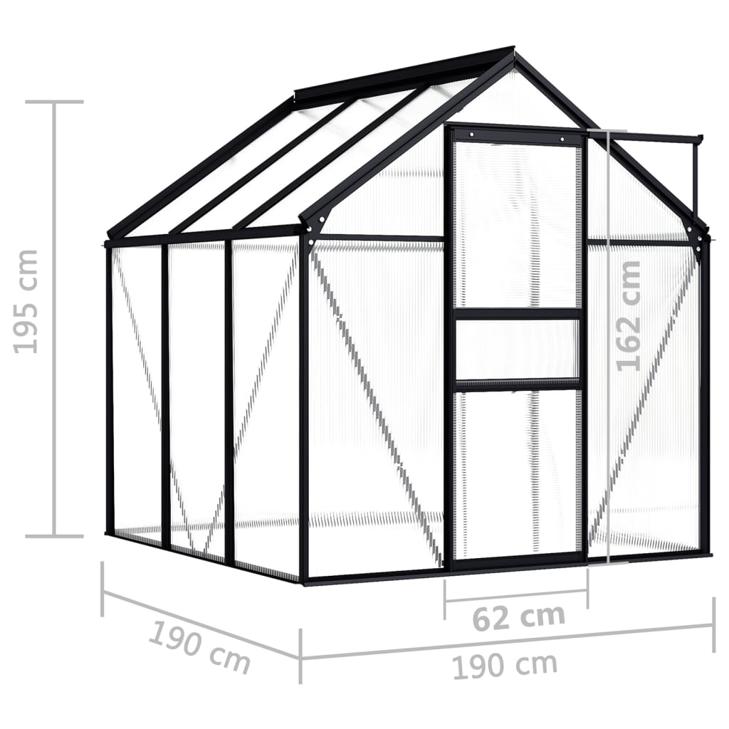 Gewächshaus Anthrazit Aluminium 3,61 M²