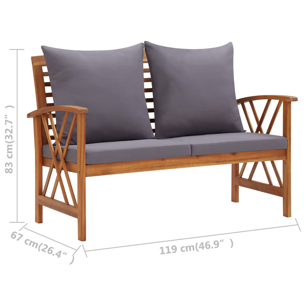 2-Tlg. Garten-Lounge-Set Mit Auflagen Massivholz Akazie