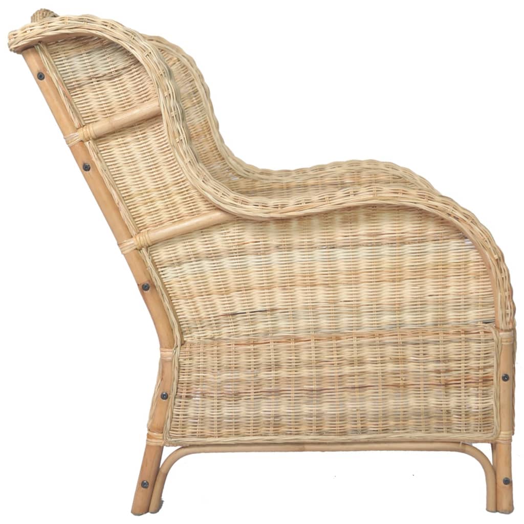 Sessel Mit Kissen Natur-Rattan Und Leinen