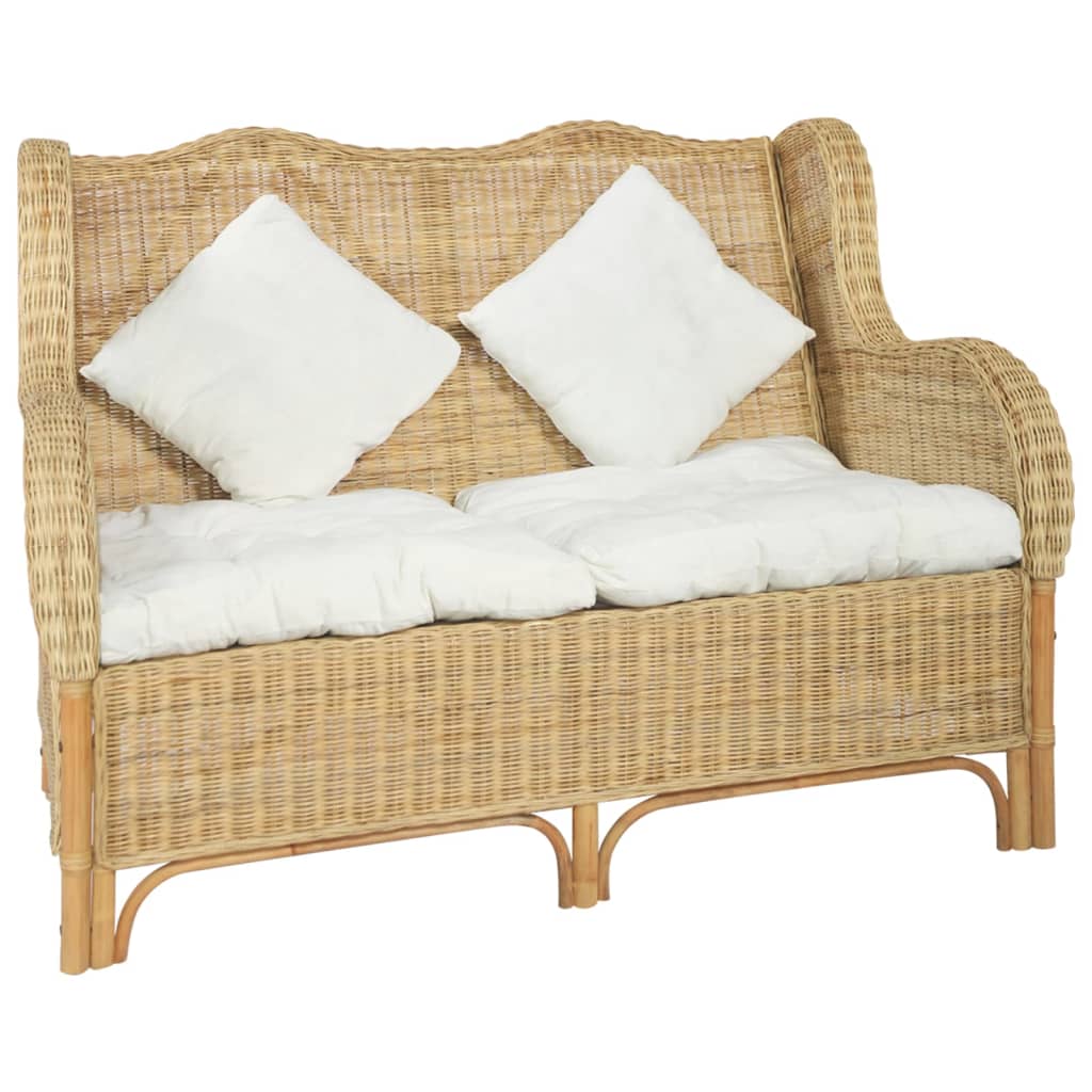 Sessel Mit Kissen Natur-Rattan Und Leinen