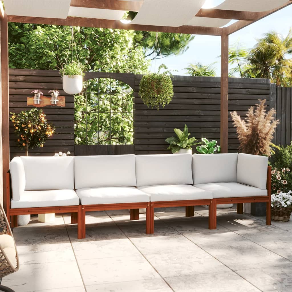 12-Tlg. Garten-Lounge-Set Mit Kissen Cremeweiß Massivholz Akazie