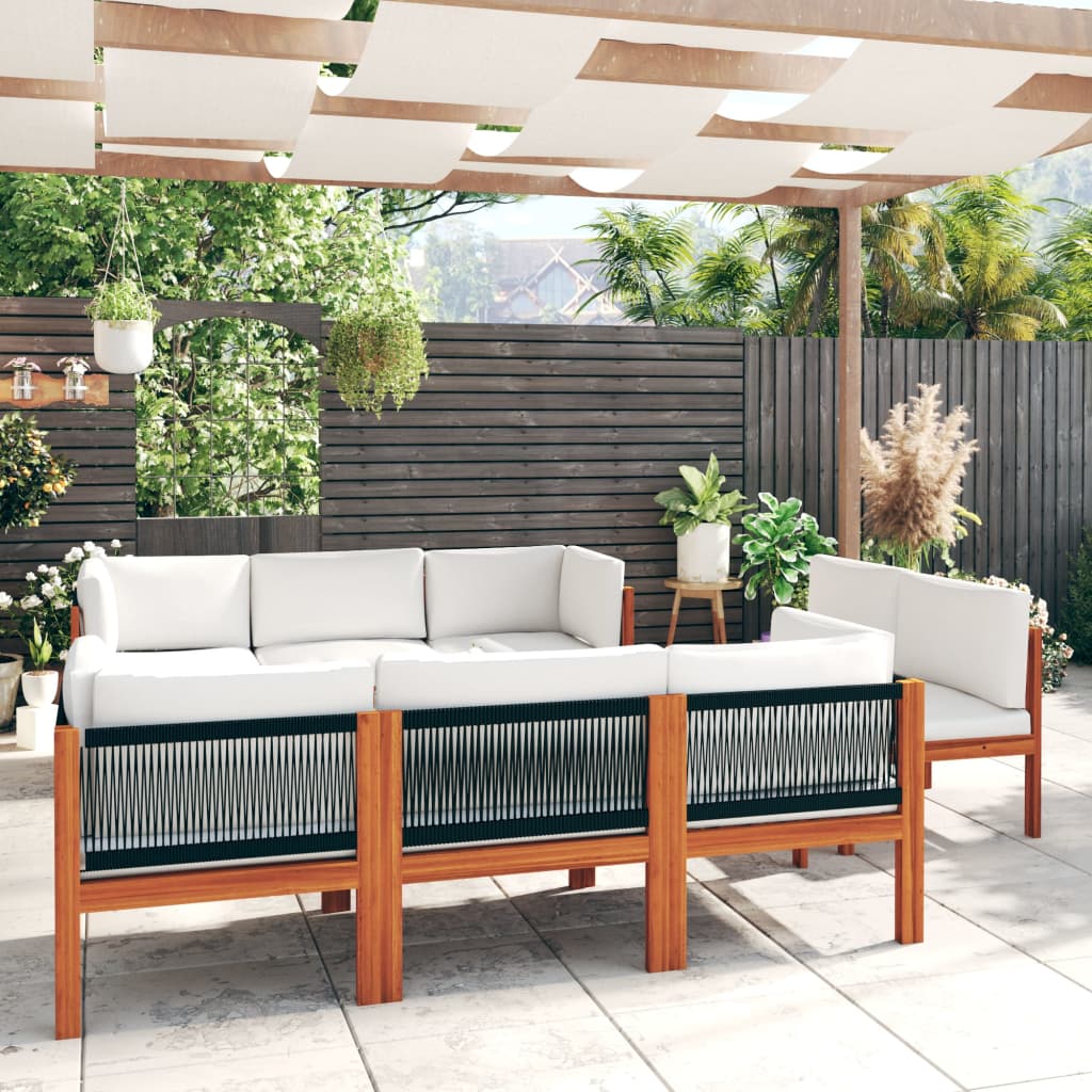 12-Tlg. Garten-Lounge-Set Mit Kissen Cremeweiß Massivholz Akazie