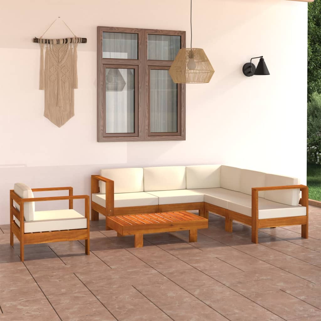 8-Tlg. Garten-Lounge-Set Mit Auflagen Massivholz Akazie