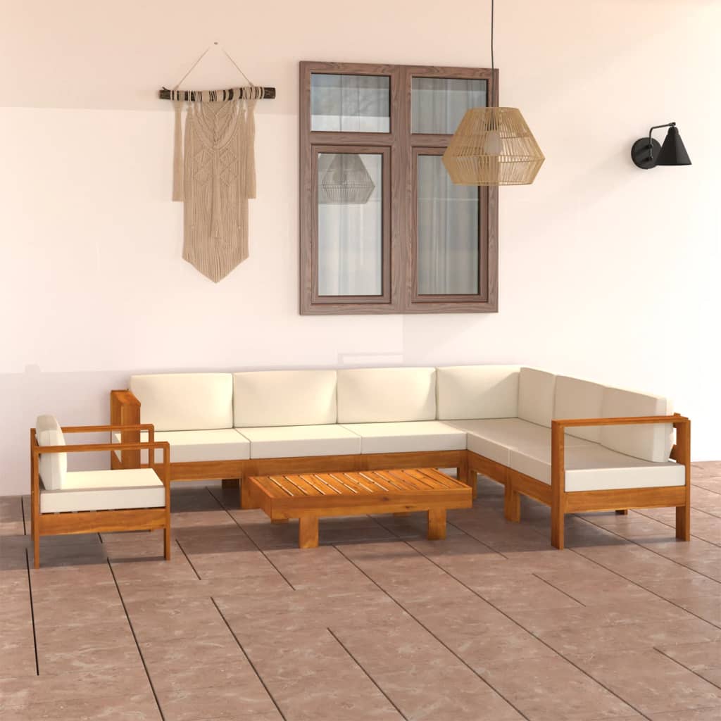 8-Tlg. Garten-Lounge-Set Mit Auflagen Massivholz Akazie