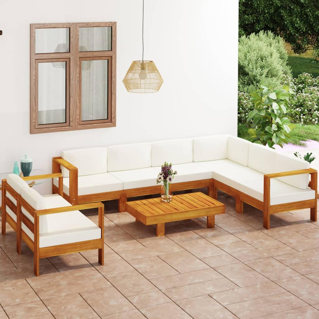 8-Tlg. Garten-Lounge-Set Mit Auflagen Massivholz Akazie