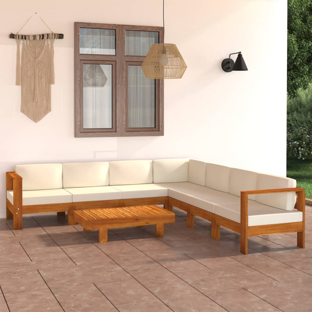 8-Tlg. Garten-Lounge-Set Mit Auflagen Massivholz Akazie