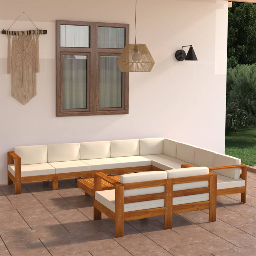 8-Tlg. Garten-Lounge-Set Mit Auflagen Massivholz Akazie