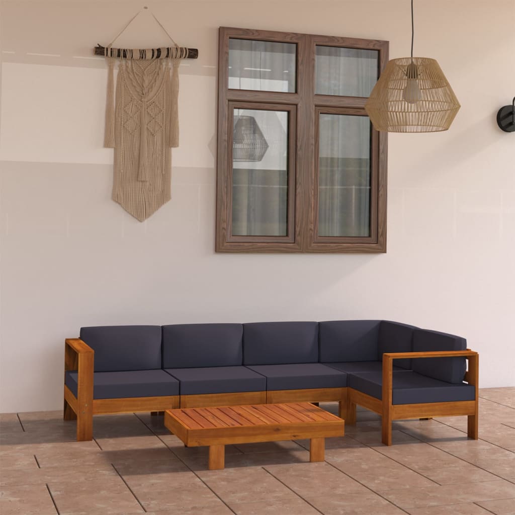 8-Tlg. Garten-Lounge-Set Mit Auflagen Massivholz Akazie