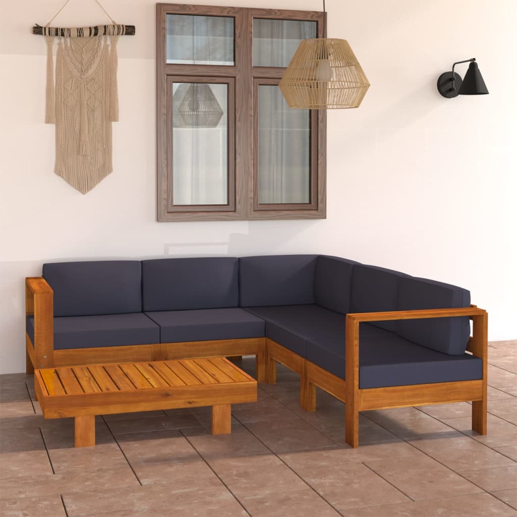 8-Tlg. Garten-Lounge-Set Mit Auflagen Massivholz Akazie