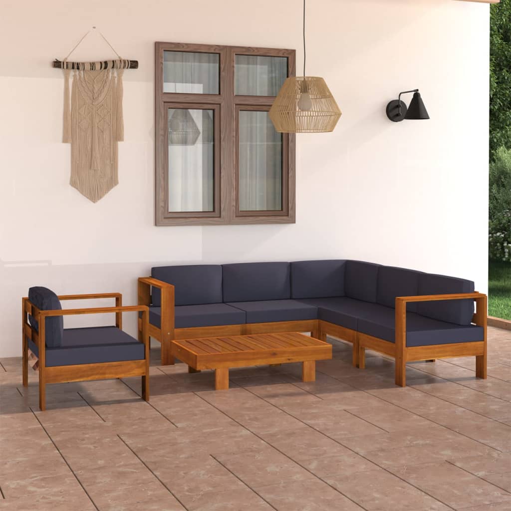 8-Tlg. Garten-Lounge-Set Mit Auflagen Massivholz Akazie