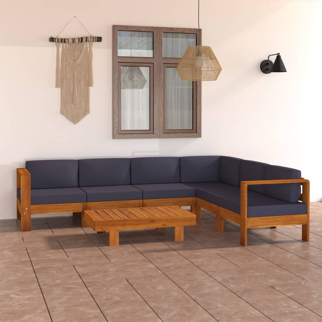 8-Tlg. Garten-Lounge-Set Mit Auflagen Massivholz Akazie