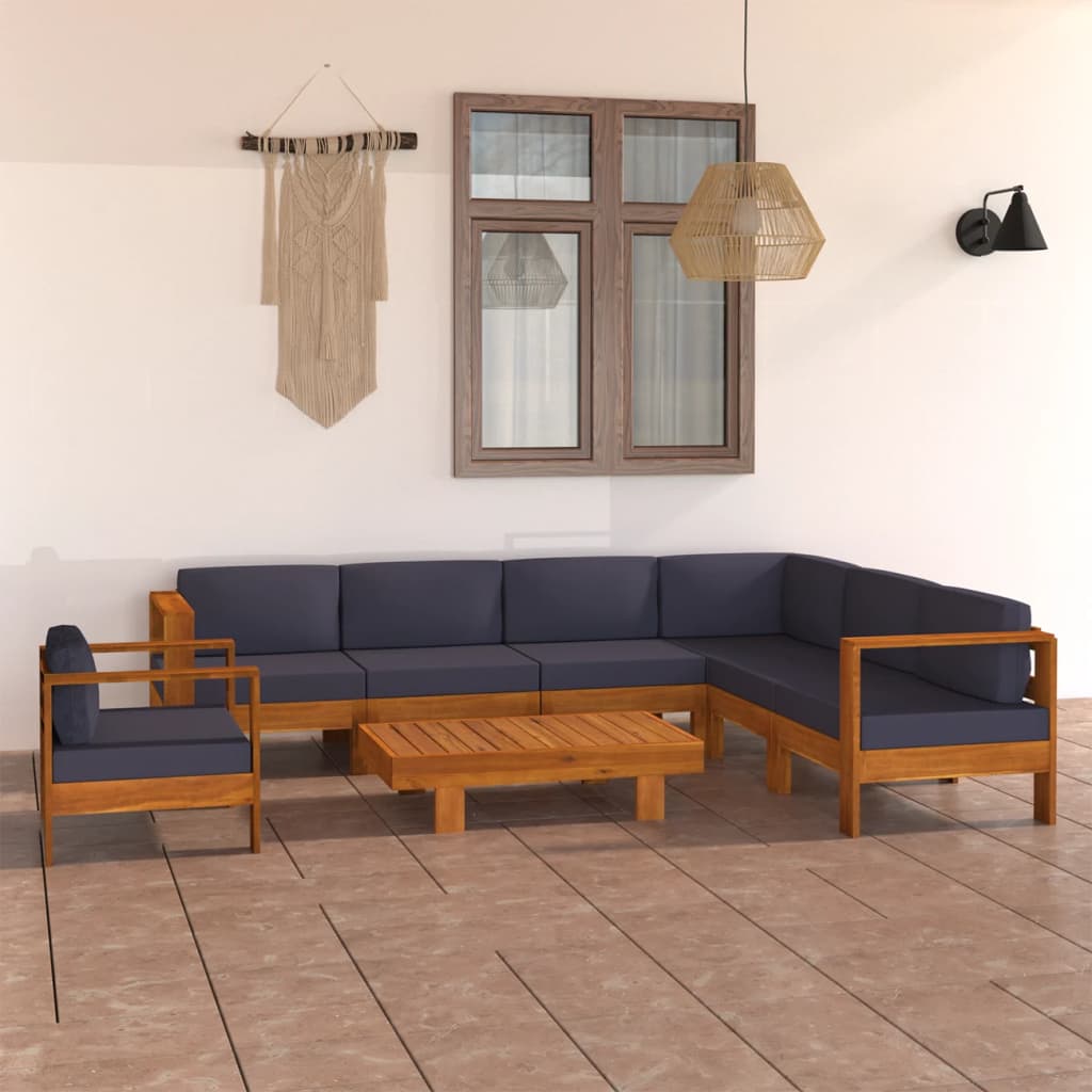 8-Tlg. Garten-Lounge-Set Mit Auflagen Massivholz Akazie