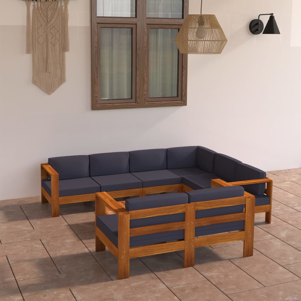 8-Tlg. Garten-Lounge-Set Mit Auflagen Massivholz Akazie