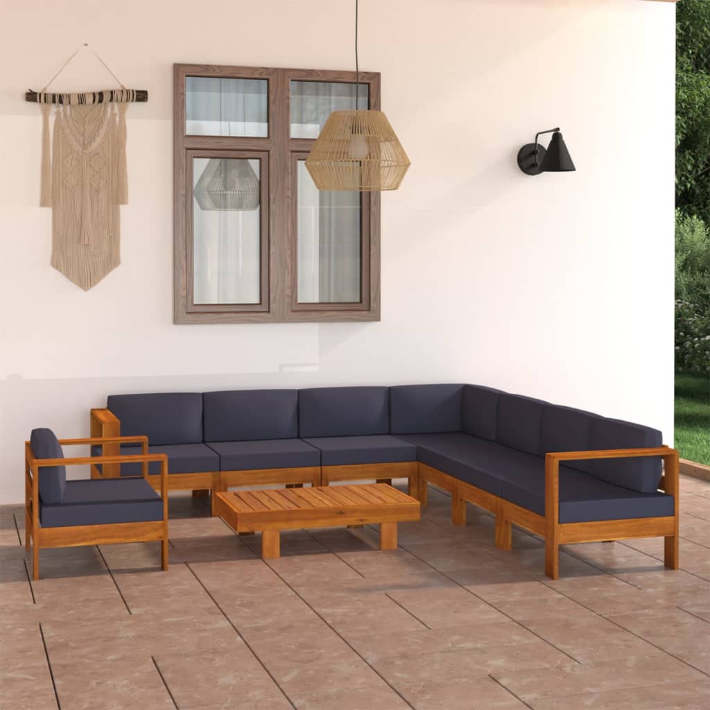 8-Tlg. Garten-Lounge-Set Mit Auflagen Massivholz Akazie