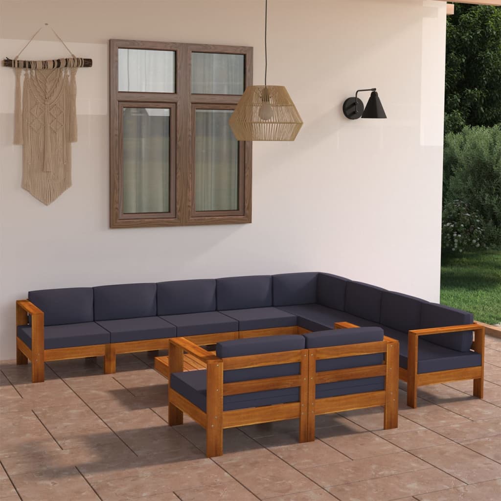 8-Tlg. Garten-Lounge-Set Mit Auflagen Massivholz Akazie