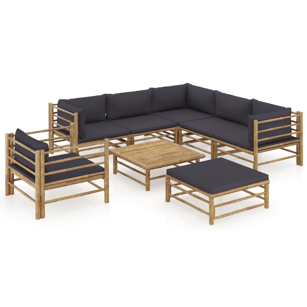 6-Tlg. Garten-Lounge-Set Mit Weißen Kissen Bambus