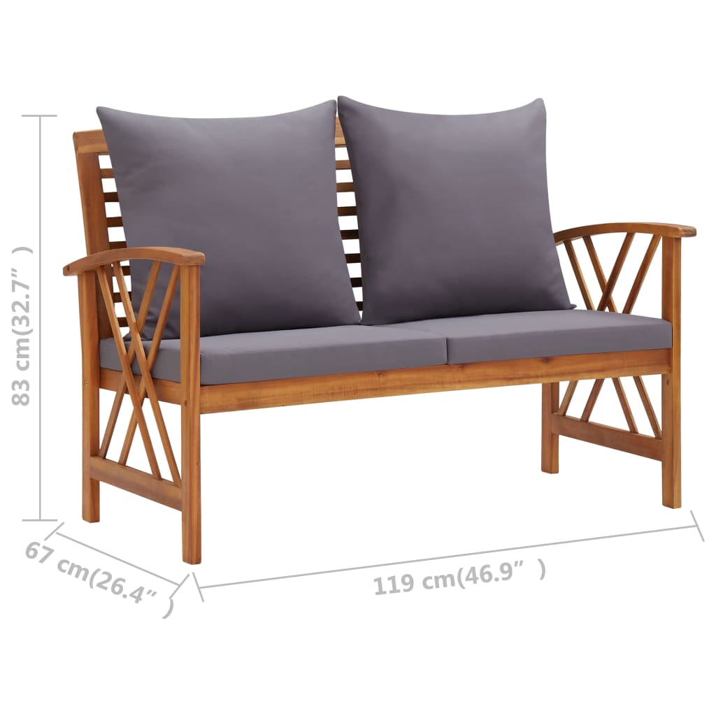 3-Tlg. Garten-Lounge-Set Mit Auflagen Massivholz Akazie