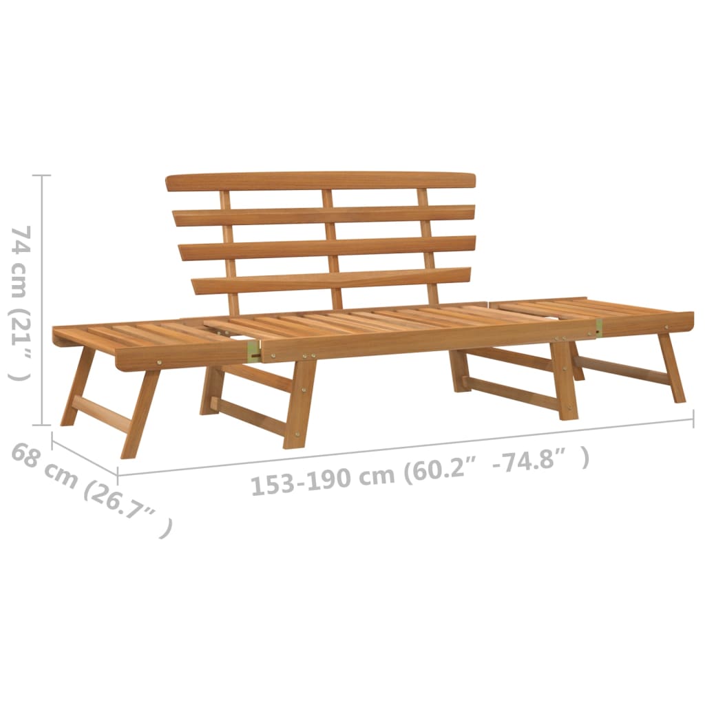 Gartenbank 2-In-1 190 Cm Massivholz Akazie