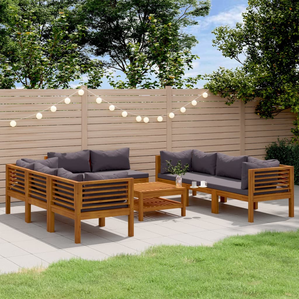 8-Tlg. Garten-Lounge-Set Mit Kissen Massivholz Akazie