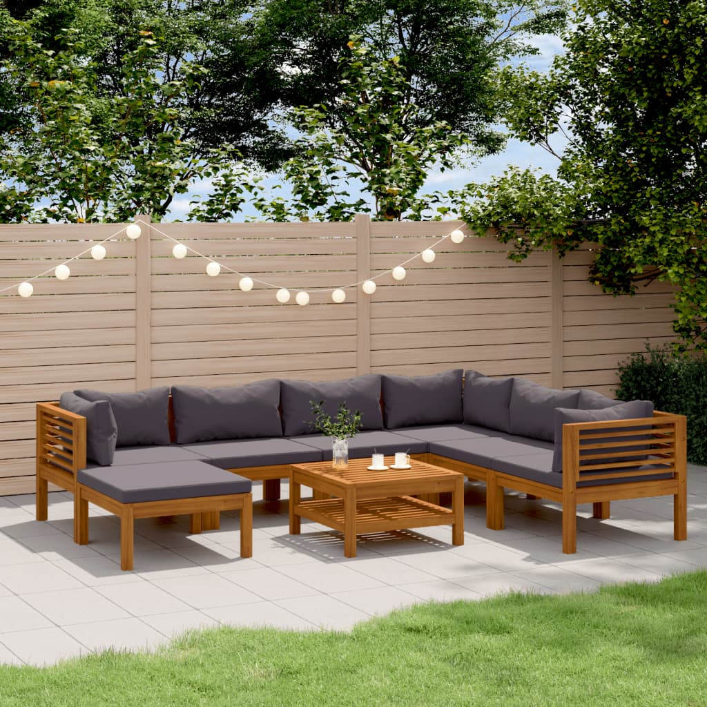 8-Tlg. Garten-Lounge-Set Mit Kissen Massivholz Akazie