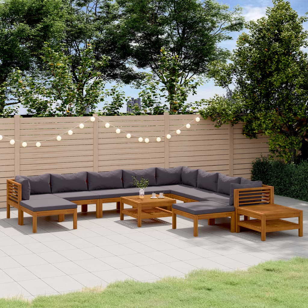 8-Tlg. Garten-Lounge-Set Mit Kissen Massivholz Akazie