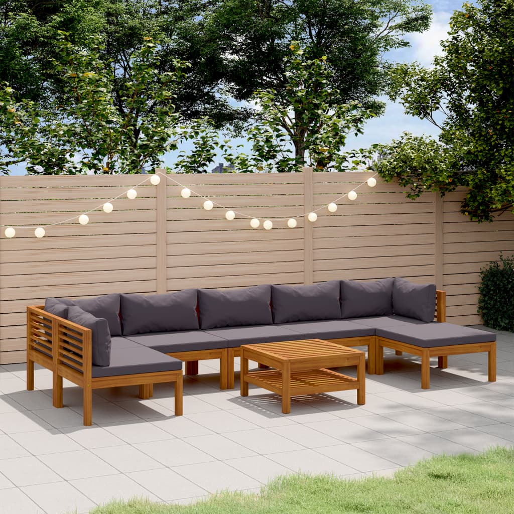 8-Tlg. Garten-Lounge-Set Mit Kissen Massivholz Akazie