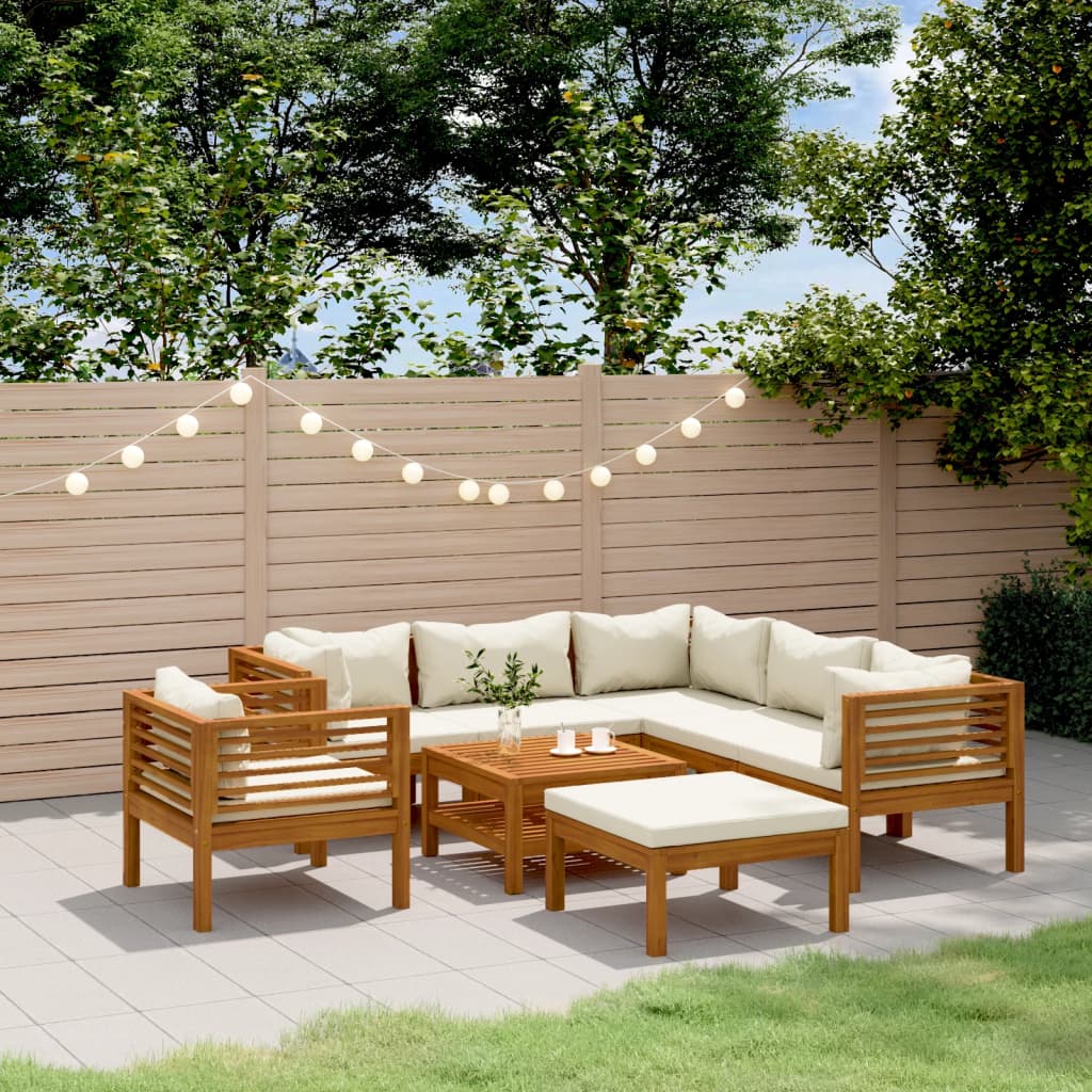 8-Tlg. Garten-Lounge-Set Mit Kissen Massivholz Akazie