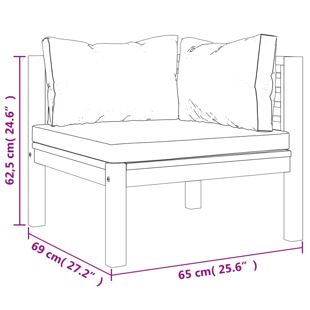 8-Tlg. Garten-Lounge-Set Mit Kissen Massivholz Akazie