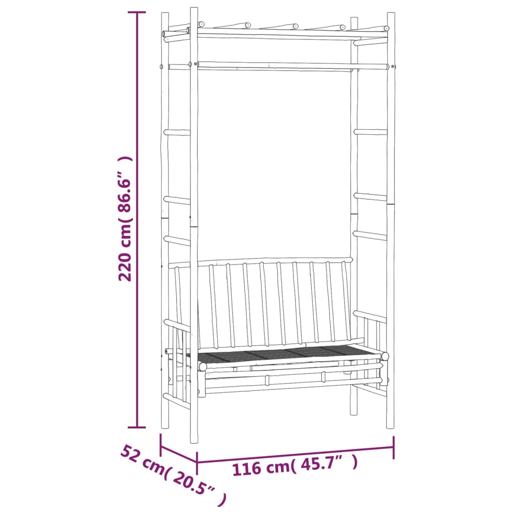 Gartenbank Mit Pergola 116 Cm Bambus