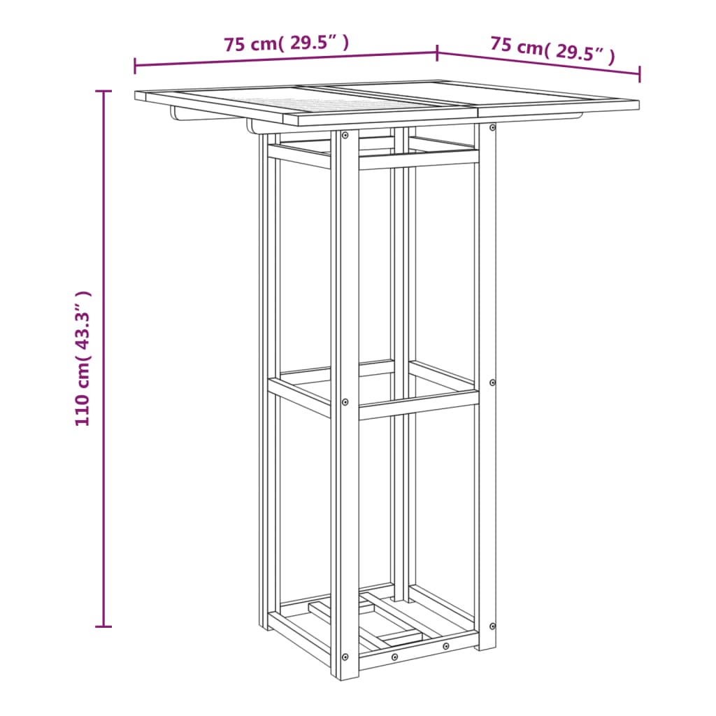 Bistrotisch 75X75X110 Cm Massivholz Akazie