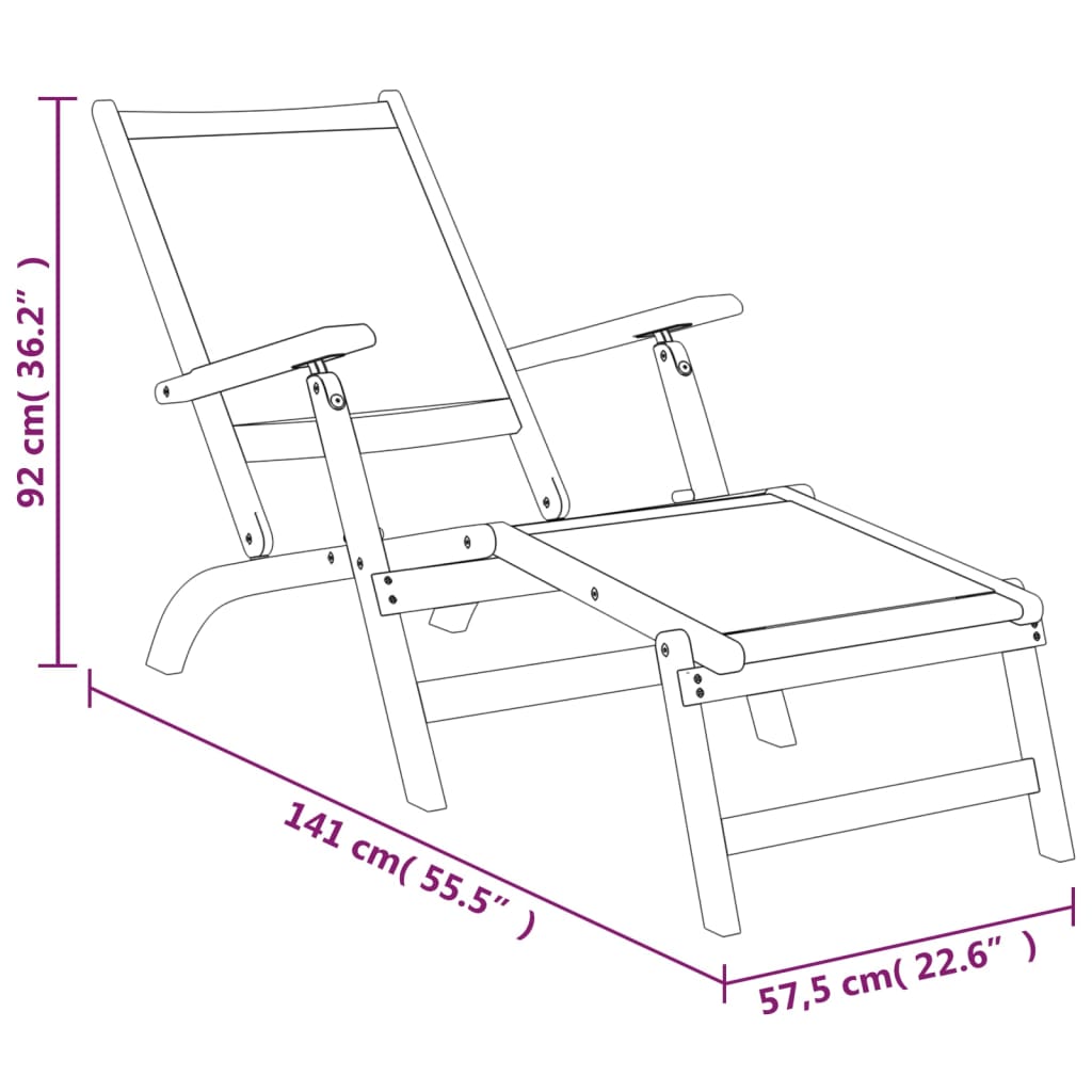 Garten-Liegestuhl Mit Tisch Massivholz Akazie Und Textilene