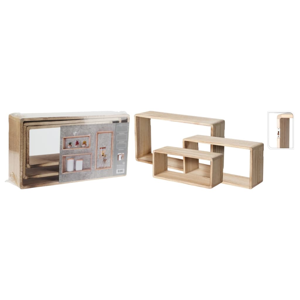 H&S Collection 3-Tlg. Holzregal-Set 28,5X28,5X12 Cm