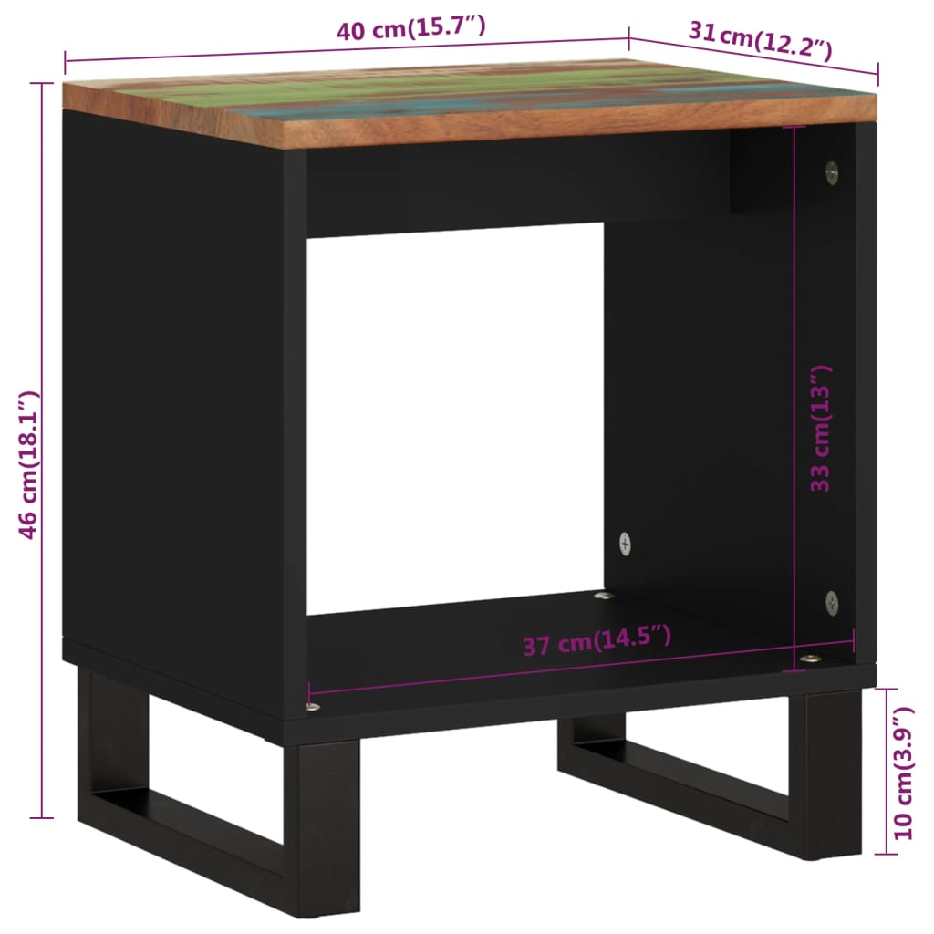 Couchtisch 40X31X46 Cm Altholz Massiv & Holzwerkstoff