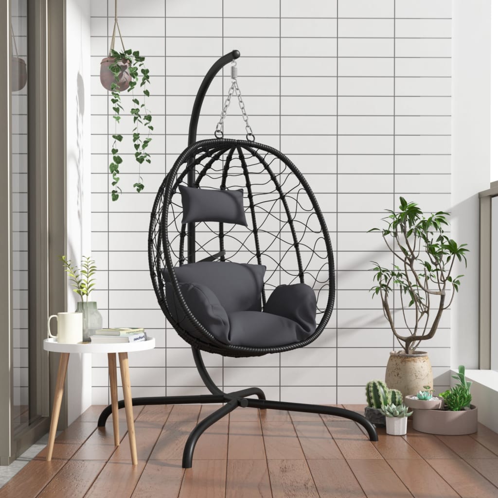 Hängesessel Ei Mit Kissen Poly Rattan & Stahl