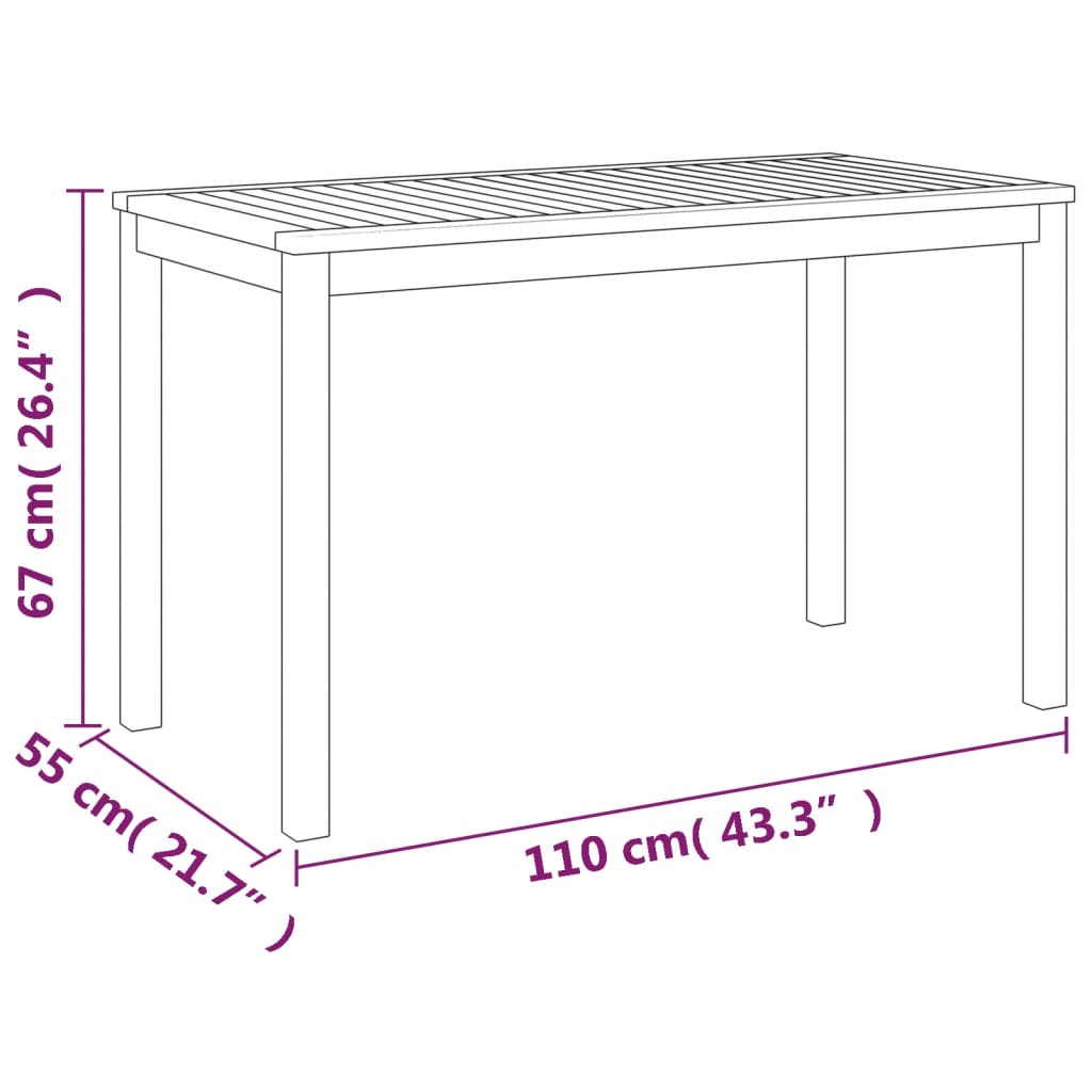 Gartentisch 110X55X67 Cm Massivholz Akazie