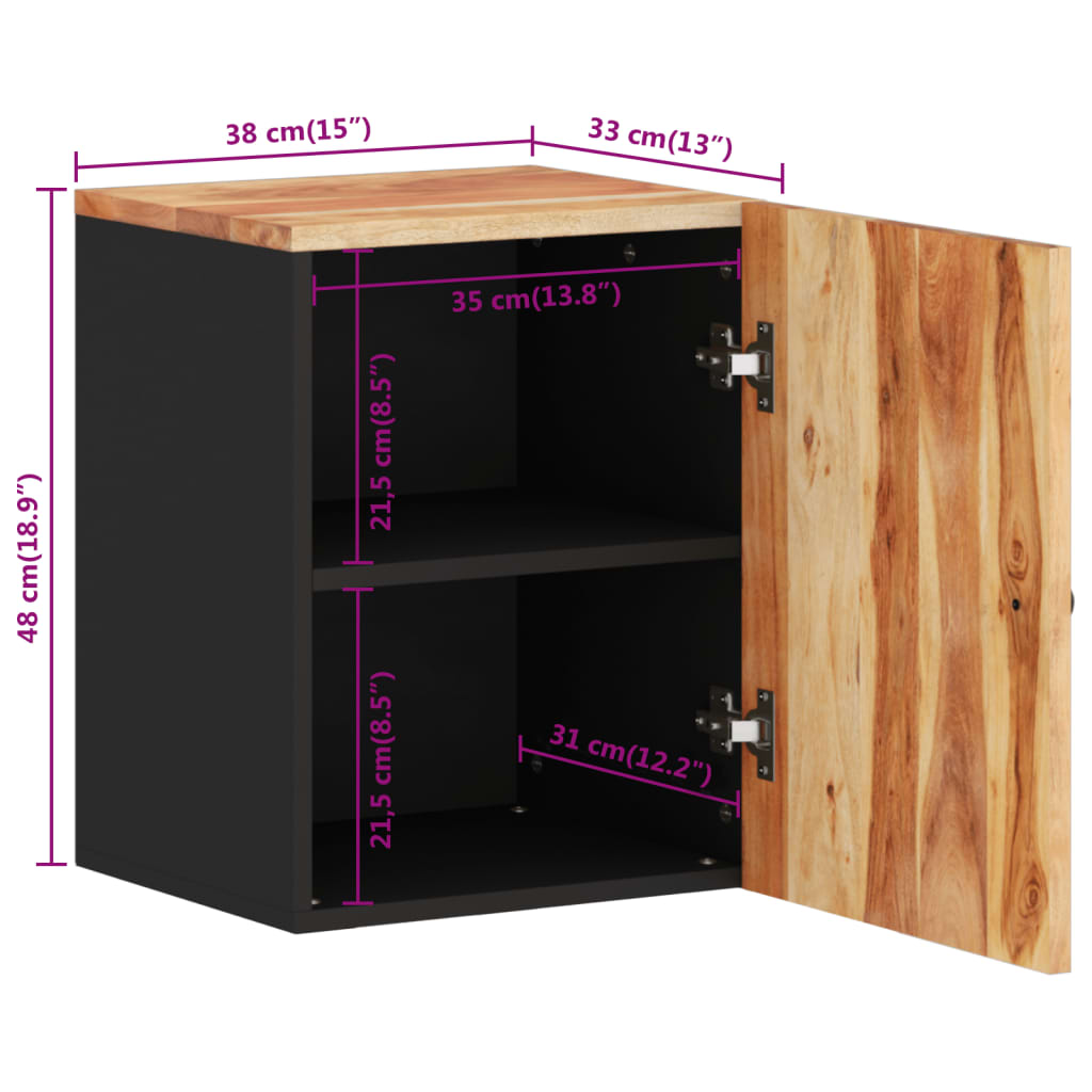 Bad-Wandschrank 38X33X48 Cm Massivholz Akazie