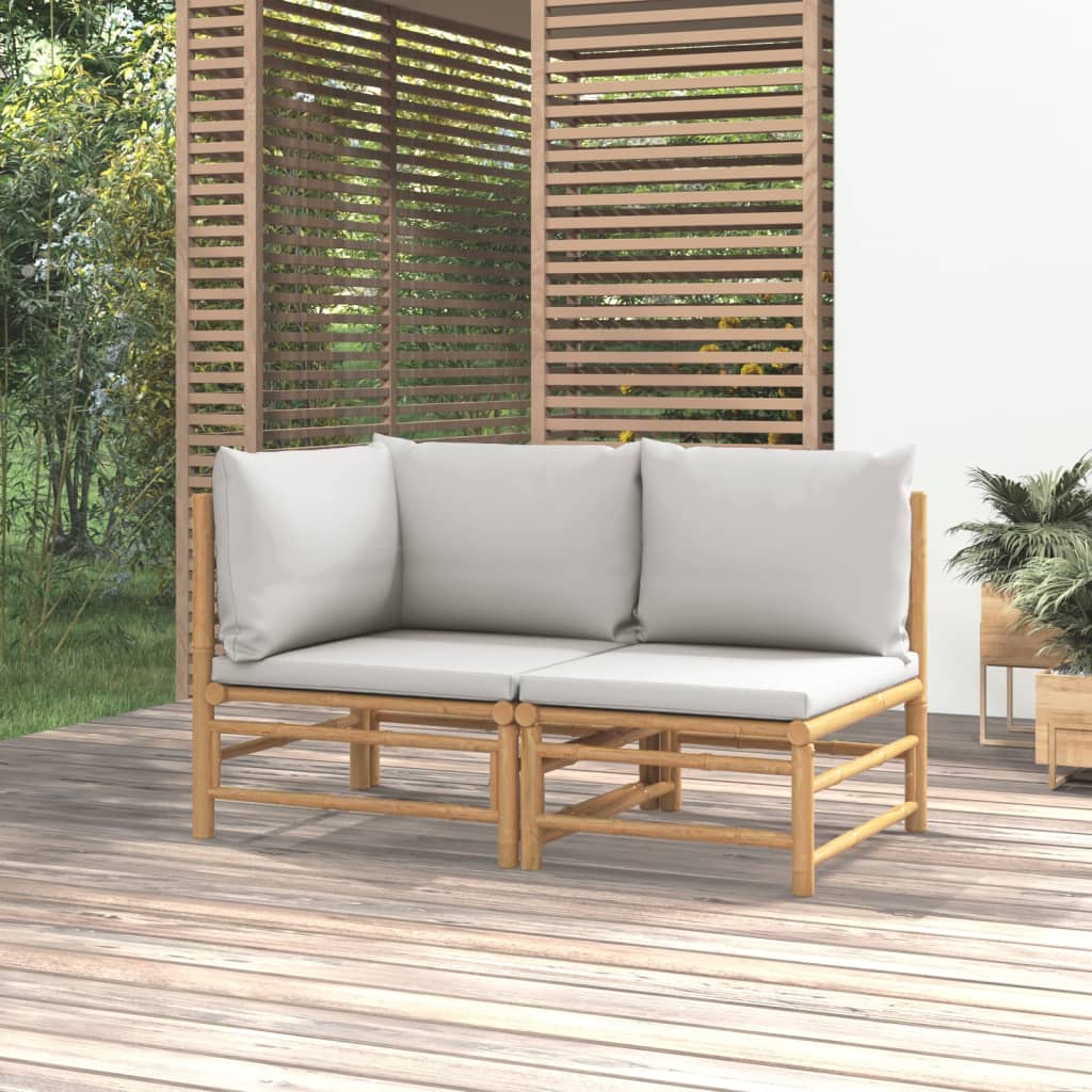 3-Tlg. Garten-Lounge-Set Mit En Kissen Bambus