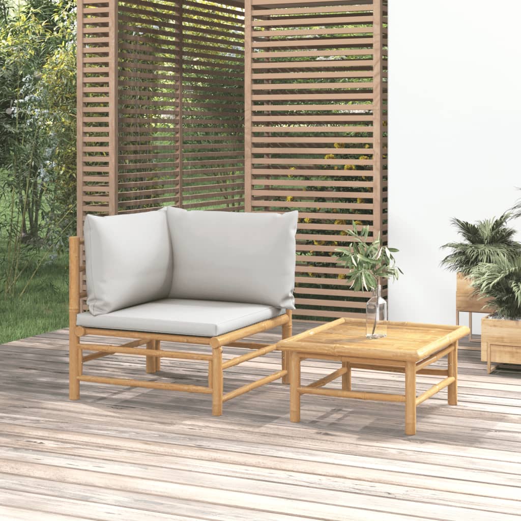 3-Tlg. Garten-Lounge-Set Mit En Kissen Bambus