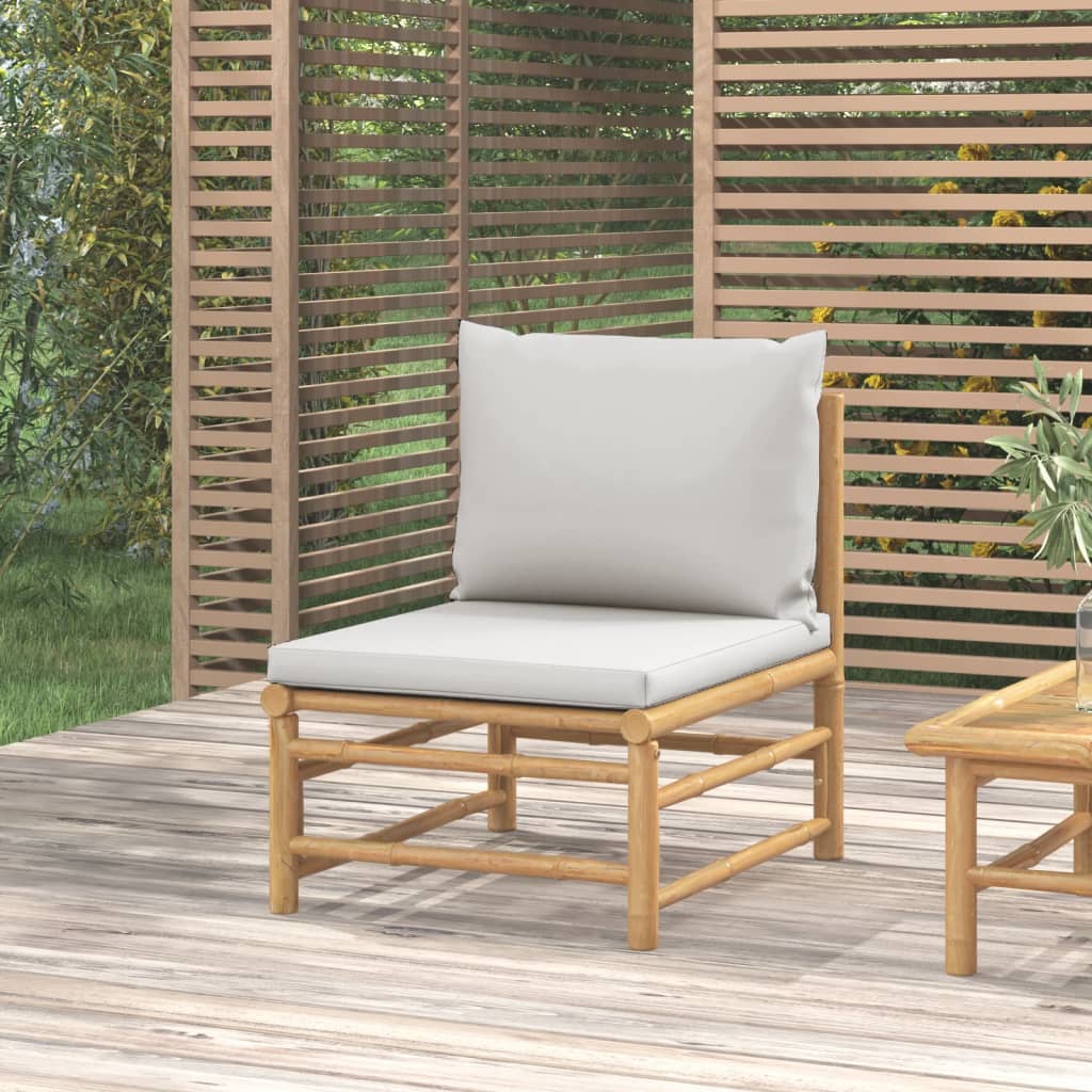 3-Tlg. Garten-Lounge-Set Mit En Kissen Bambus