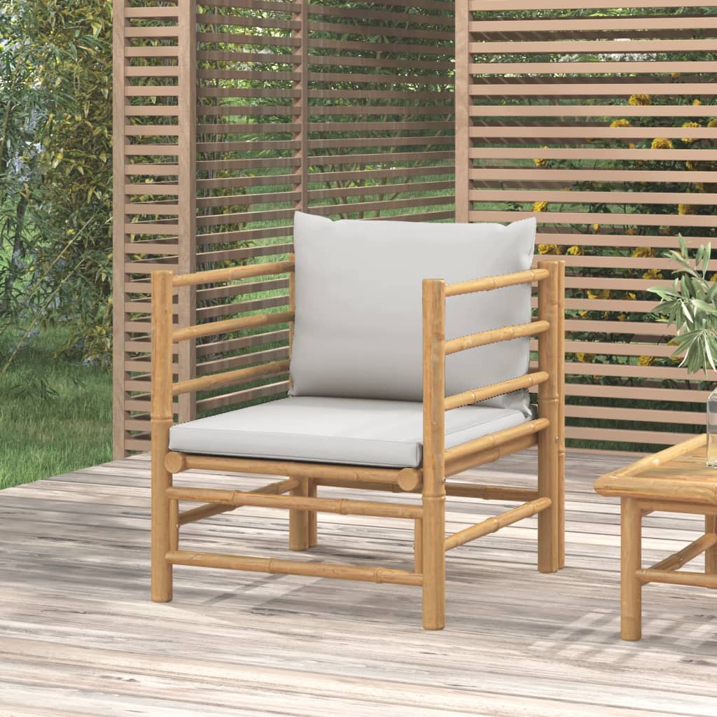 3-Tlg. Garten-Lounge-Set Mit En Kissen Bambus