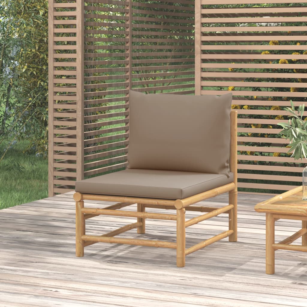 3-Tlg. Garten-Lounge-Set Mit En Kissen Bambus