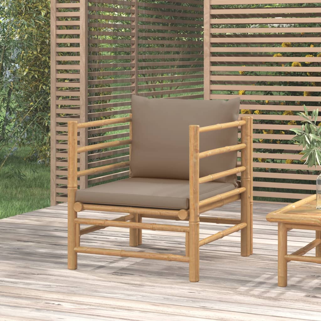 3-Tlg. Garten-Lounge-Set Mit En Kissen Bambus