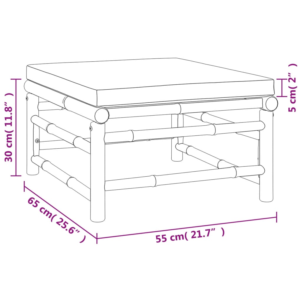 3-Tlg. Garten-Lounge-Set Mit En Kissen Bambus