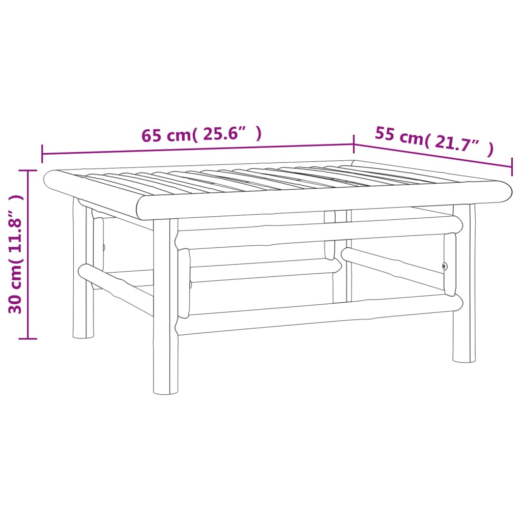 3-Tlg. Garten-Lounge-Set Mit En Kissen Bambus