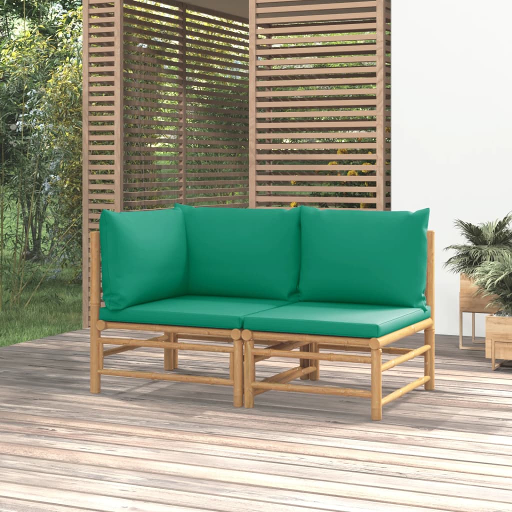 3-Tlg. Garten-Lounge-Set Mit En Kissen Bambus